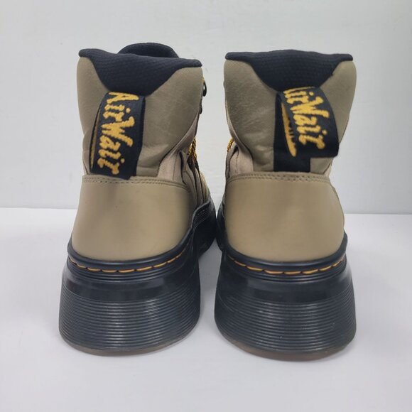 Dr. Marten Unisex Boury Nylon Pale Olive Leather Boots US Size Men's 8 Wo's 9 - Picture 4 of 9